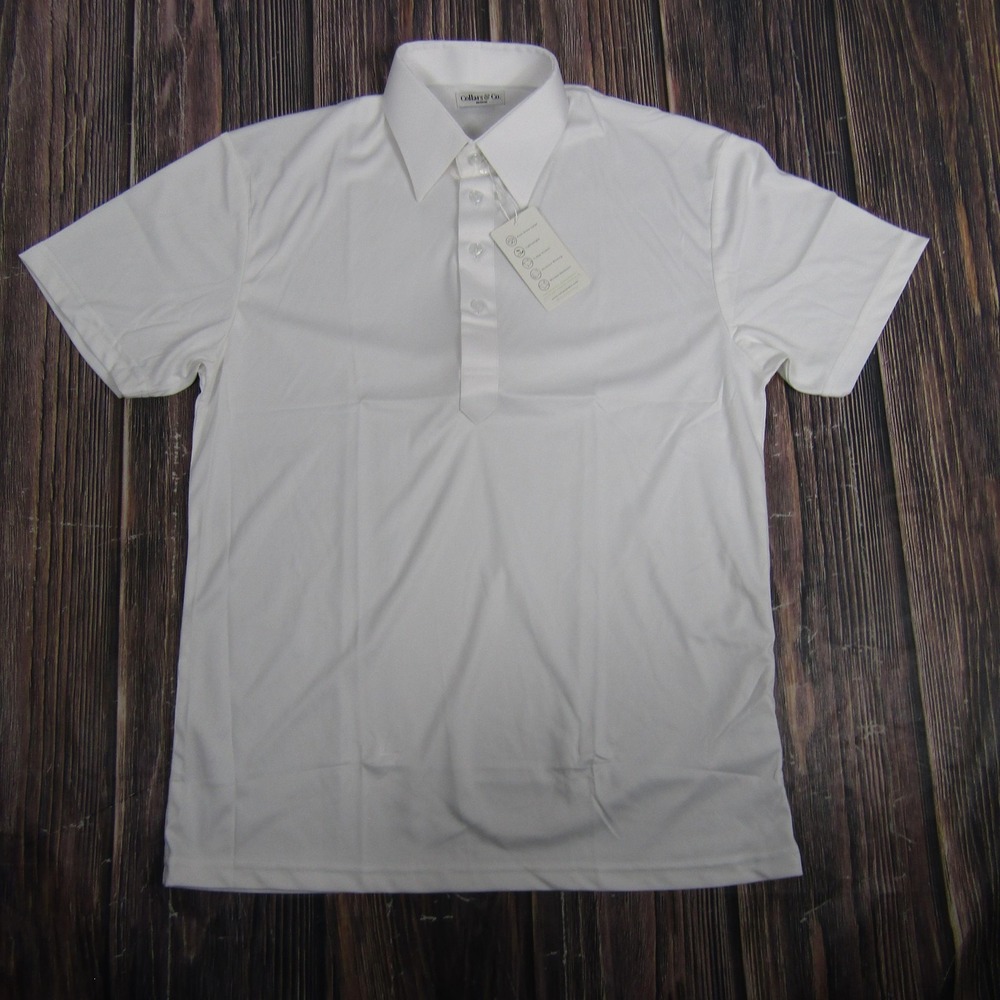 Collars & Co Polo Shirt Mens Medium White Dress Collar Performance Golf‎ Top